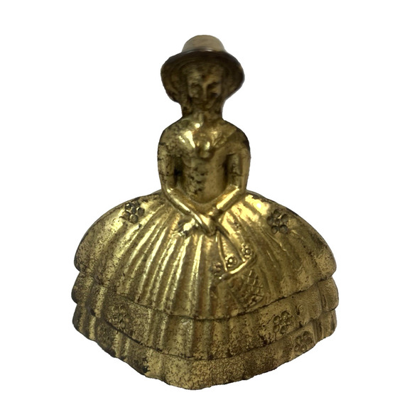 Vintage Southern Belle Victorian Lady Golden Brass Bell Made in England - Picture 1 of 8